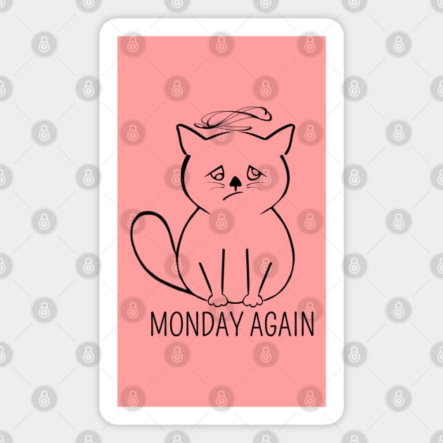 Monday morning - Exhausted cat Magnet by Saishaadesigns